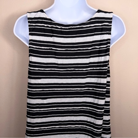 Medium Chalet Black White Layered Ruffle Sleeveless Tank Dress Shift Style - Picture 5 of 11